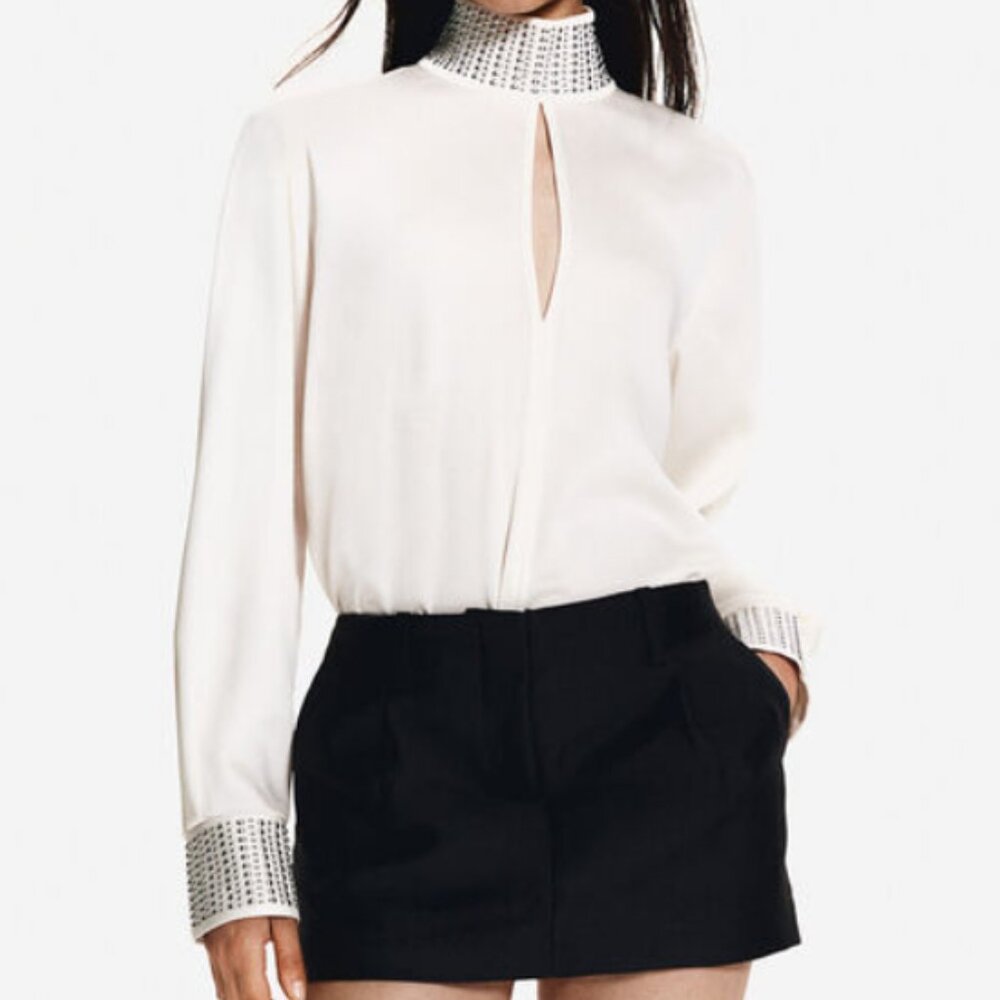 H&M Edition Embellished High Neck Blouse (Size L) – Worn Once!